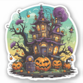 Adesivo Casa de Halloween Roxo