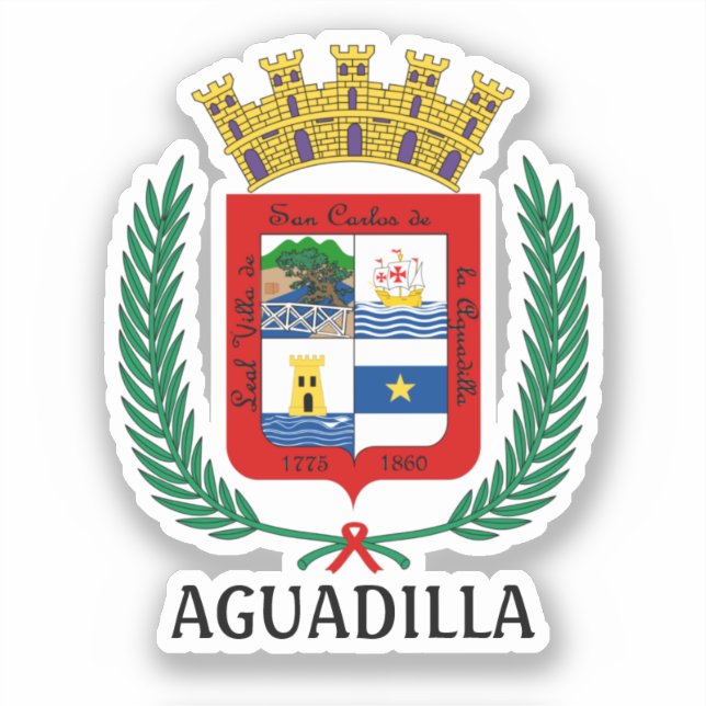 Adesivo Casaco de Armas da Aguadilla, Porto Rico (Frente)