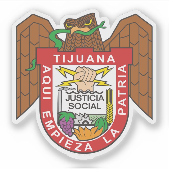 Adesivo Casaco de armas da cidade de Tijuana, México (Frente)