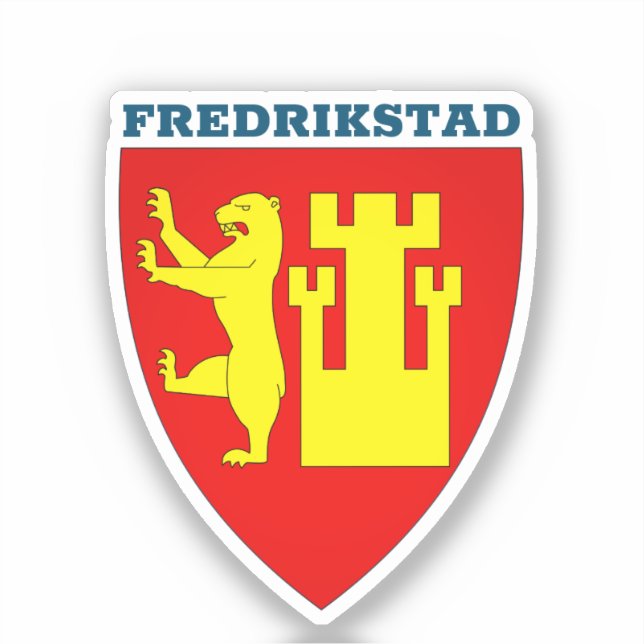 Adesivo Casaco de Armas de Fredrikstad, Noruega (Frente)