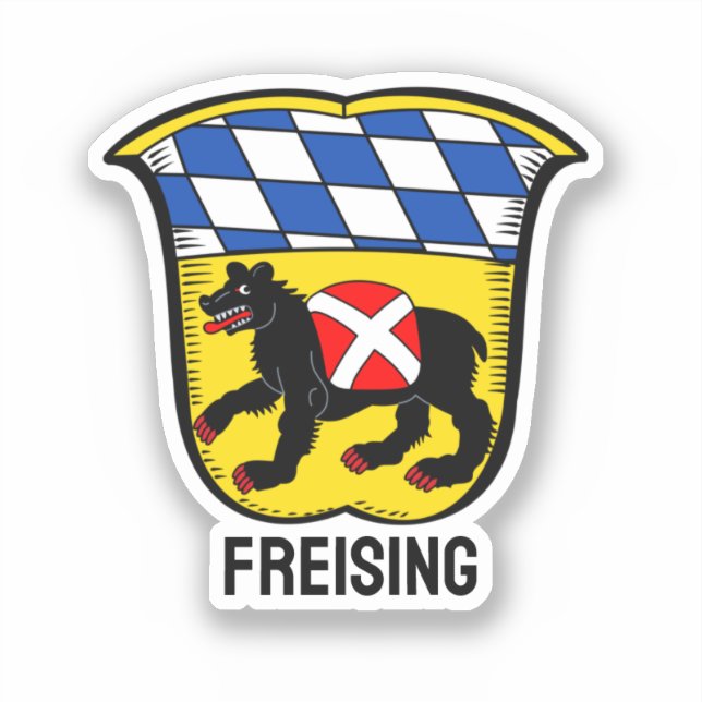 Adesivo Casaco de Armas de Freising, Alemanha (Frente)