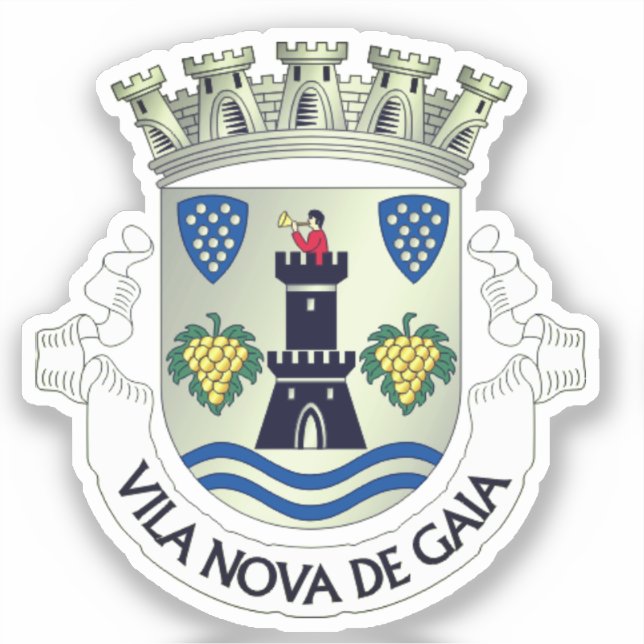 Adesivo Casaco de Armas de Vila Nova de Gaia, PORTUGAL (Frente)
