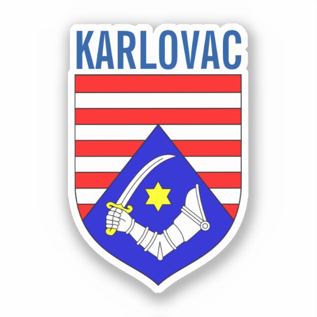 Adesivo Casaco de Armas do condado de Karlovac, Croácia (Frente)