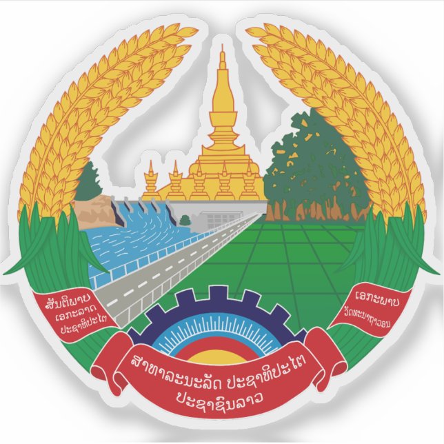 Adesivo Casaco de armas do Laos (Frente)