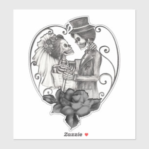 Adesivo Casal de Esqueletos Dança de Casamento Amor
