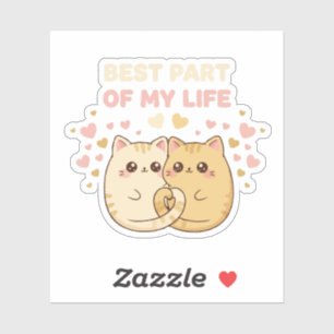 Adesivo Casal de Gatos Kawaii Fofos Apaixonados Melhor P