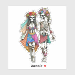 Adesivo Casal de Hippie Skeleton