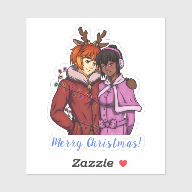 Adesivo Casal de Natal (Folha)