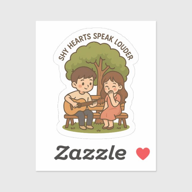 Adesivo Casal de Violão de Amor Tímido (Folha)