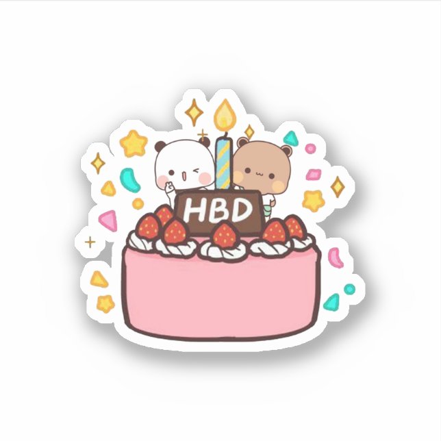 Adesivo Casal Do Urso De Panda E Brownie (Frente)