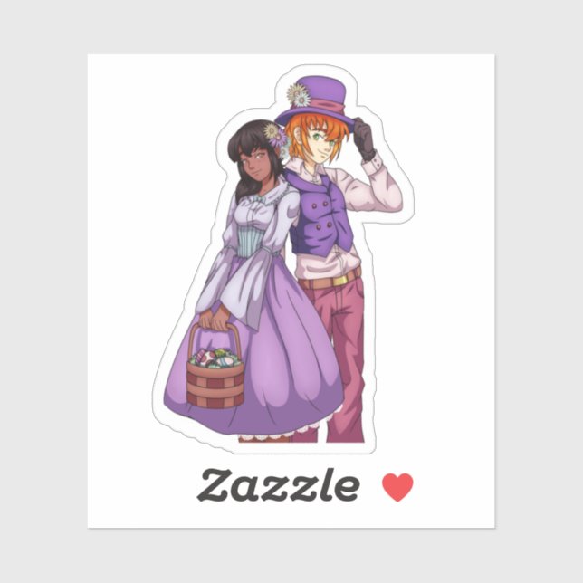 Adesivo Casal Páscoa primavera (Folha)