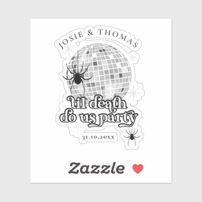 Adesivo Casamento de Aranhas e Bola de Disco Retro Hallowe (Folha)