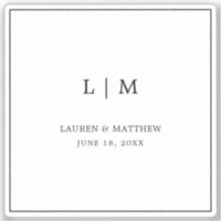 Casamento elegante de monograma branco e preto sim