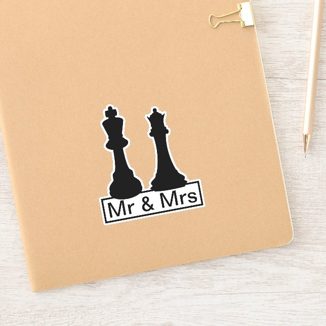 Adesivo Casamento entre o Sr. King e a Rainha Chess. (Notebook)