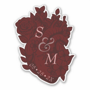 Adesivo Casamento Gótico Vermelho Sanguíneo das Flores d