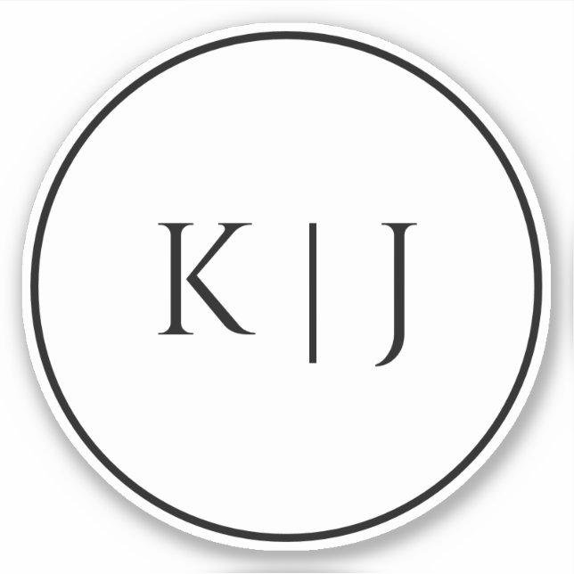 Adesivo Casamento Mínimo Elegante das Iniciais do Monogram (Frente)