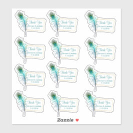 Adesivo Casamento Pavock Feather Muito Obrigado