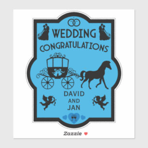 Adesivo Casamento Romântico De Cavalo E Carrinho