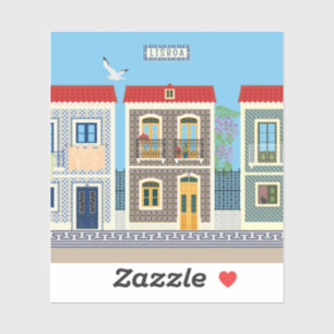 Adesivo Casas bonitas em português com azulejos ou azulejo