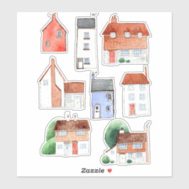 Adesivo Casas de Aquarela e Algodão