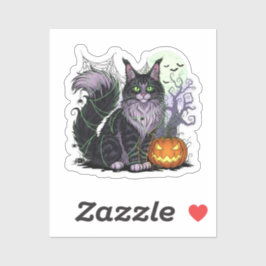 Adesivo Casinha-Aranha - Maine Coon Halloween