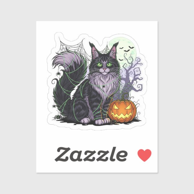 Adesivo Casinha-Aranha - Maine Coon Halloween (Folha)