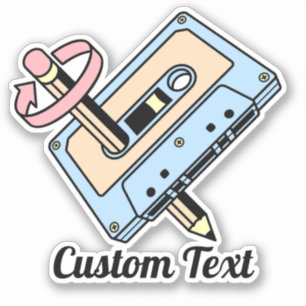 Adesivo Cassete de áudio com lápis