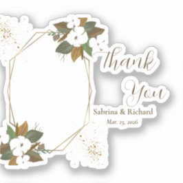 Adesivo Castanho Moderno E Creme Floral Obrigado Favoritos