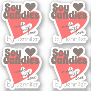 Adesivo Castanho Vermelho bonito feito com velas de soja a