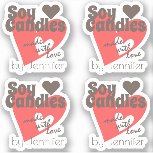 Adesivo Castanho Vermelho bonito feito com velas de soja a (Frente)