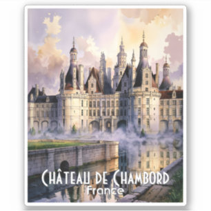 Adesivo Castelo de Chambord Loire França Aquarela Castelo