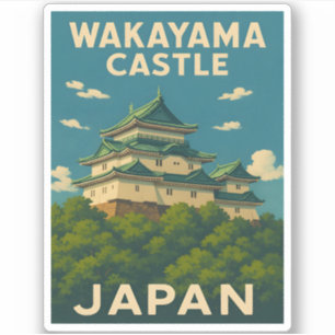 Adesivo Castelo de Wakayama, Viagens vintage Retro, Japão