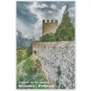 Adesivo Castelo medieval e muros de Sesimbra, Portugal.