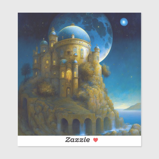 Adesivo Castle Fantasy Moon Landscape (Folha)