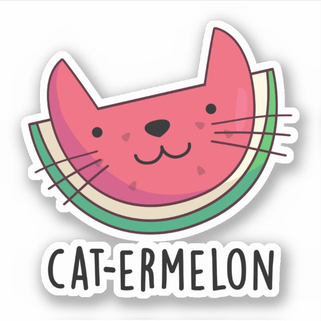 Adesivo Cat-ermelon Funny Cat Watermelon Pun (Frente)