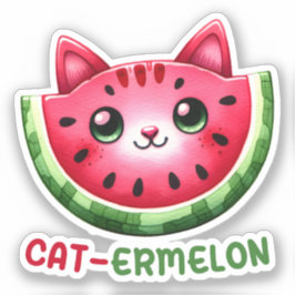 Adesivo Cat-ermelon Funny Cat Watermelon Pun