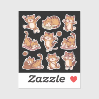 Adesivo cat fun   playful poses sleeping, stretching