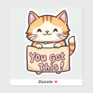 Adesivo Cat Holding a Sign