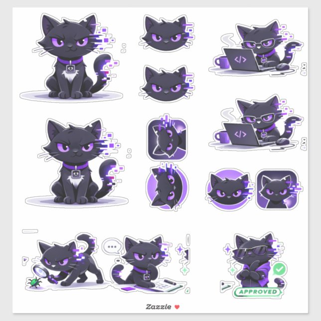 Adesivo Cat Mascot Stickers (Folha)