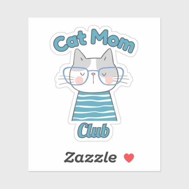 Adesivo Cat Mom Club – Funny Cat Lover Gift for Pet Parent (Folha)
