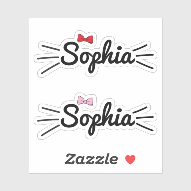 Adesivo Cat Name Sticker | Name Sticker For Kids Sticker  (Folha)