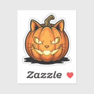 Adesivo Cat O’Lanterna - Cabeça de Gato Brilhante Pumpkin