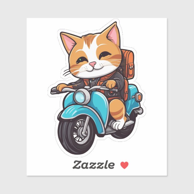 Adesivo cat on motorcycle (Folha)