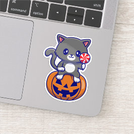 Adesivo Cat On Pumpkin Sticker