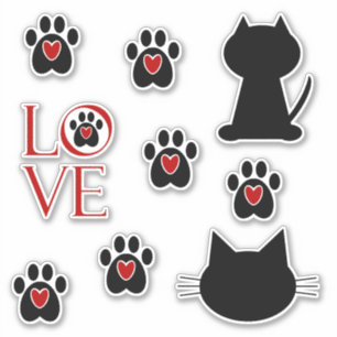 Adesivo Cat Paw Print Love