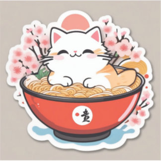 Adesivo Cat ramen