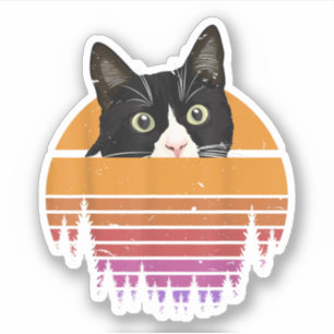 Adesivo Cat Retro Style Black Cat Vintage Style Kitten Cat