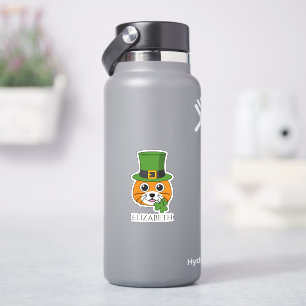 Adesivo Cat w Chapéu e Rua de Shamrock Patrick Personali