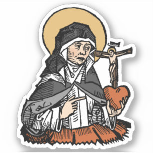Adesivo Catarina de Siena com Coração Crucifixo