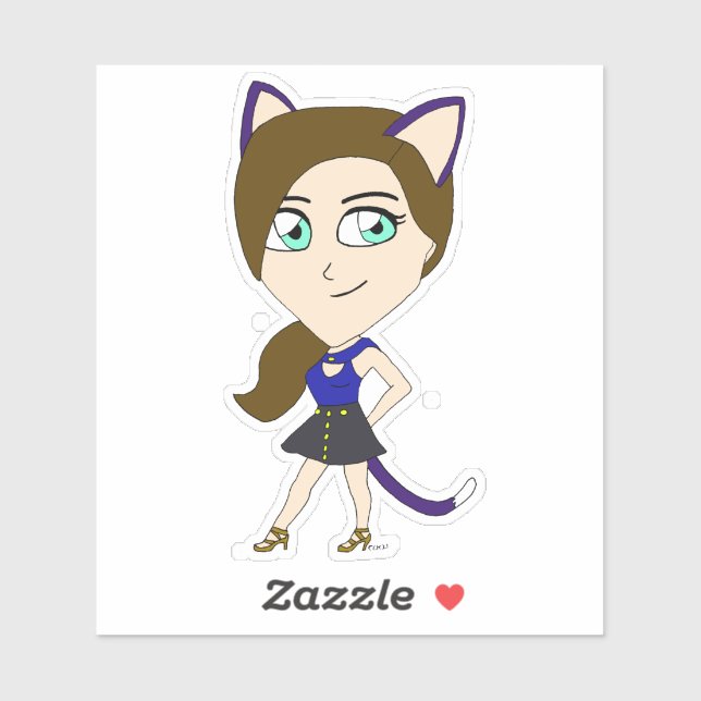 Adesivo catgirl chibi (Folha)